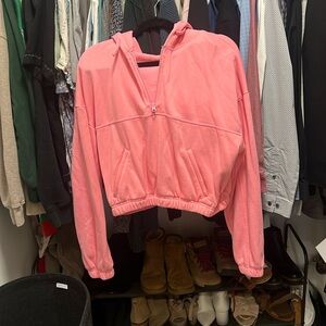 Alo Yoga cropped half zip pink hoodie